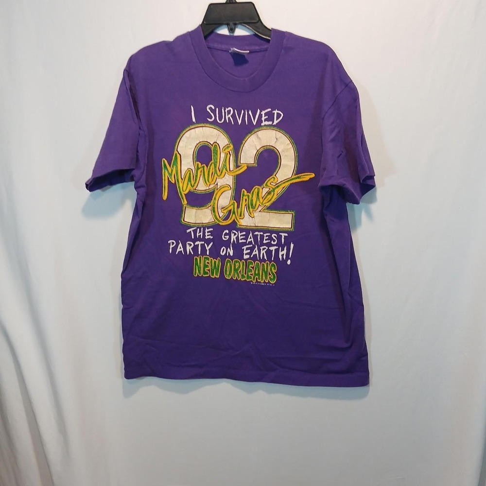 VTG 1992 Mardi Gras shirt 100% cotton Fruit of the Loom XL Souvenir new orleans